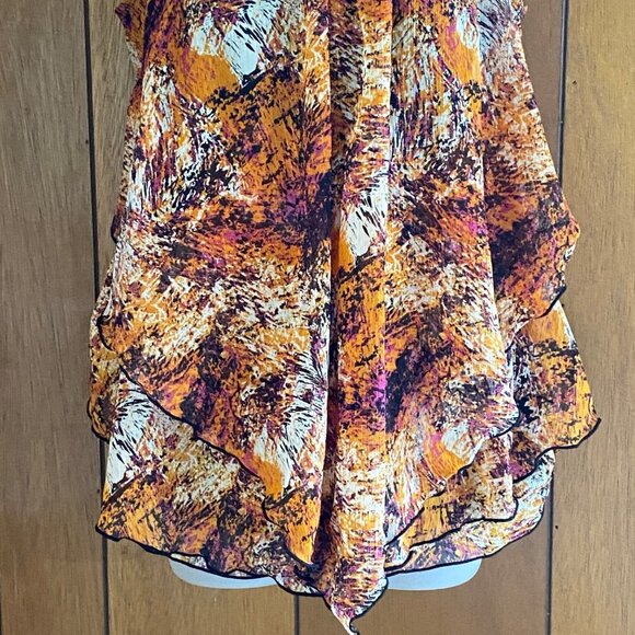 New Directions Top Womens S‎ Sleeveless Layered Blouse Multicolor Abstract Flowy - Picture 11 of 13